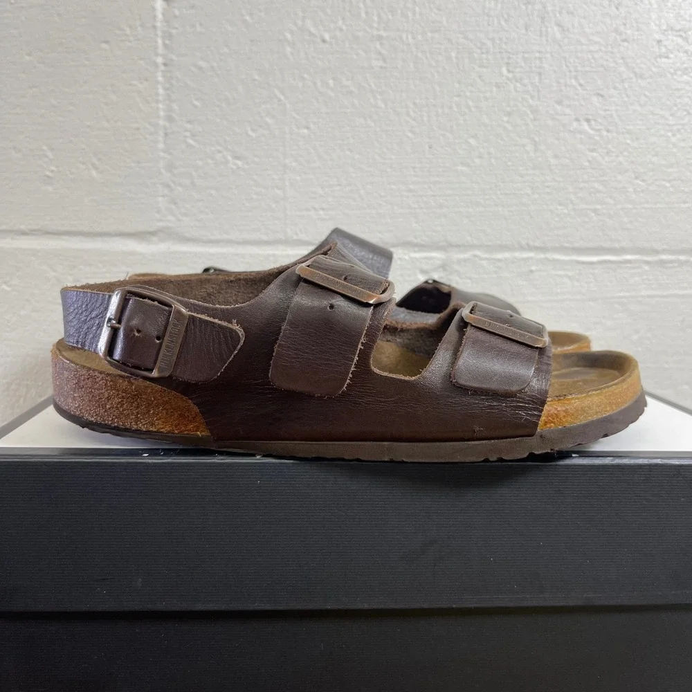 Birkenstock Milano Brown Leather Slingback Sandals Men's Size 42 EU/9 US